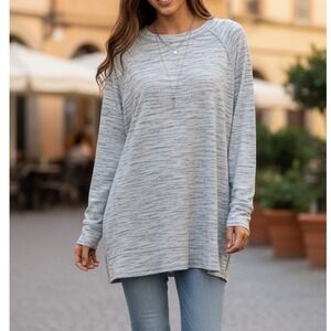 Aerie Marled Heather Blue Gray Oversized Tunic Top Small Viscose Blend Soft‎